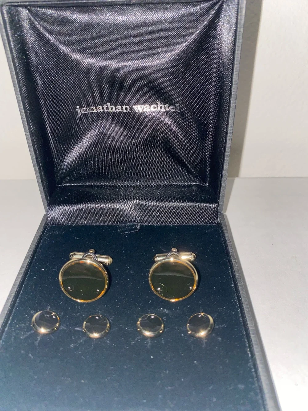 Jonathan Wachtel Men's Gold & Black Cufflink and Stud Set